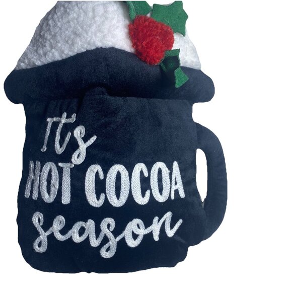 Winter Hot Cocoa Mug Plush Throw Pillow Seasonal Accent Pillow 9.75”x12” - Picture 2 of 8